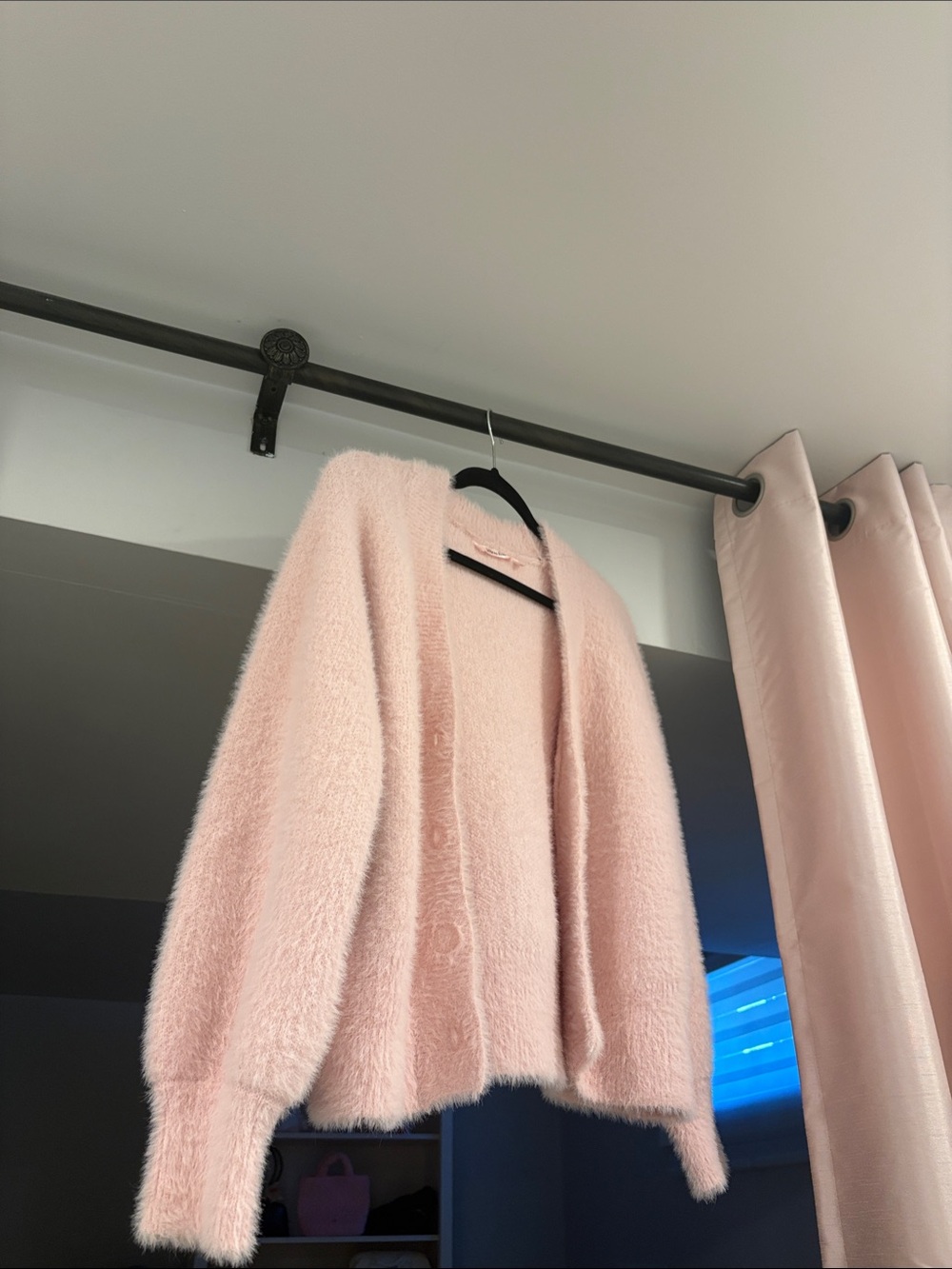 Cozy Blush Pink Fuzzy Open-Front Cardigan